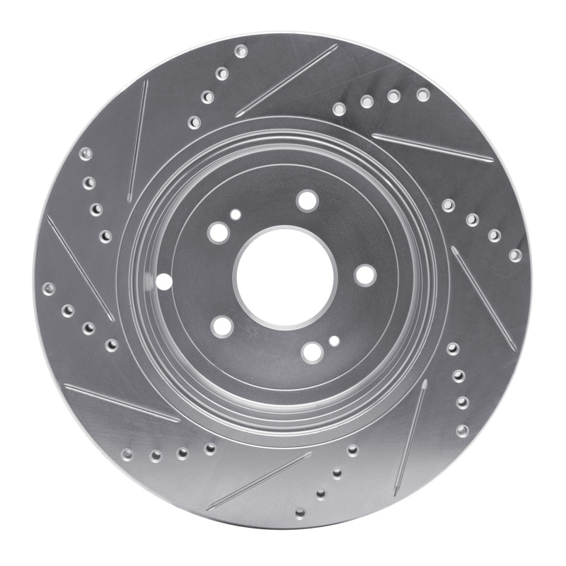 Genesis G70 Brake Rotor (1) - Rear Right - R1 Concepts - Drilled & Slotted - Silver - `18-`25